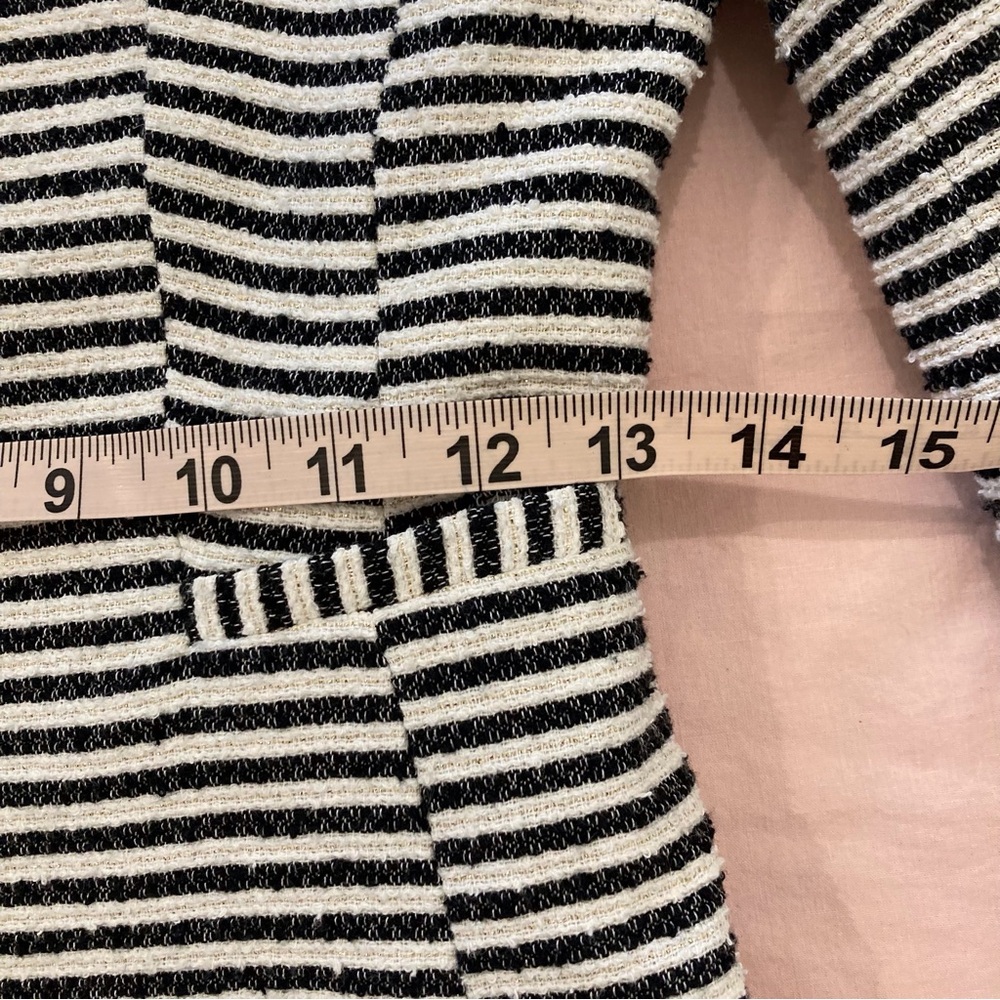 H&M jacket black and white gold metallic striped fitted zip-front blazer - Picture 13 of 16